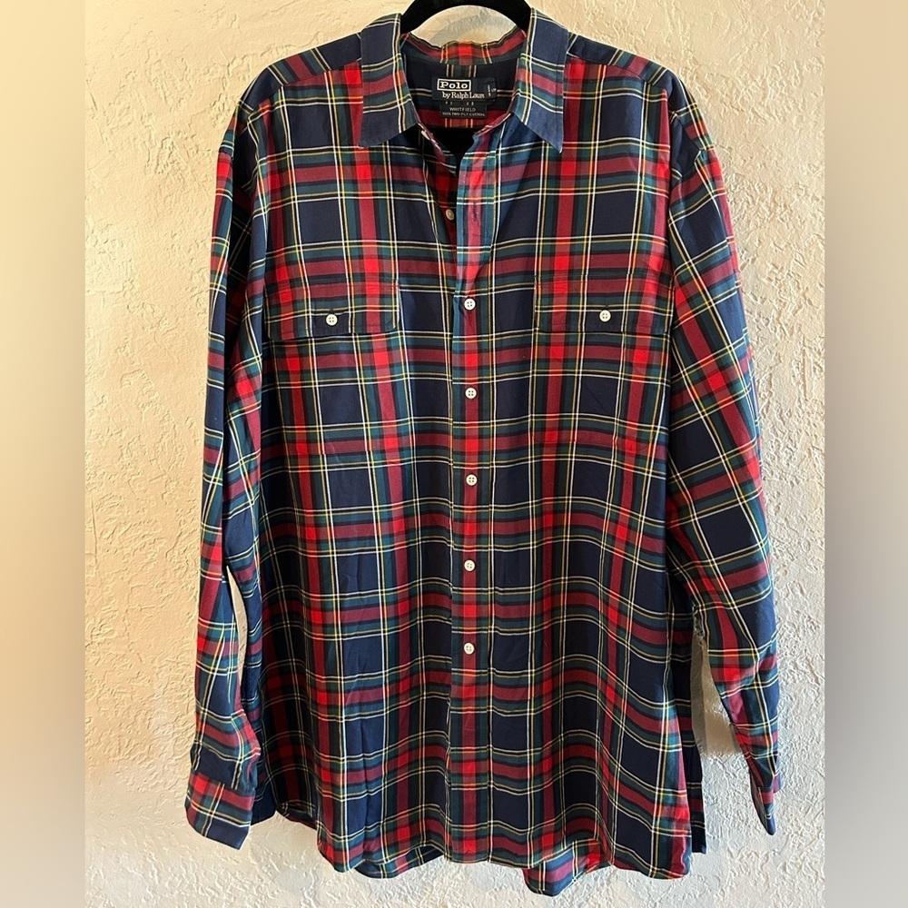 Polo Ralph Lauren red, green and black long sleeve button down size XL